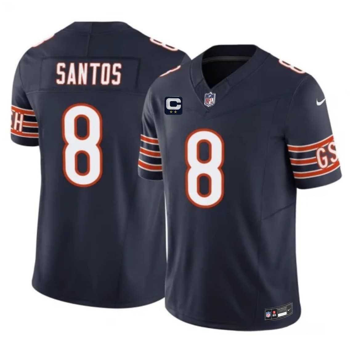 Mens Chicago Bears #8 Cairo Santos Navy 2026 F.U.S.E. 2-Star C Patch Vapor Untouchable Limited Stitched Jersey Dzhi