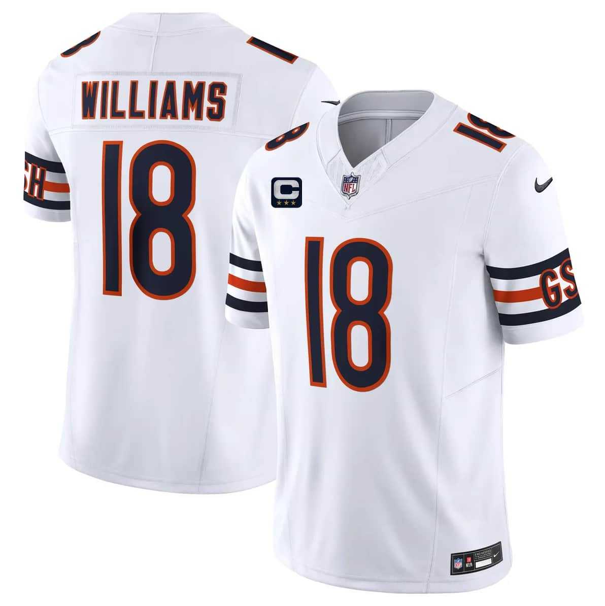 Mens Chicago Bears #18 Caleb Williams White 2026 F.U.S.E. With 3-star C Patch Vapor Untouchable Limited Stitched Jersey Dzhi->chicago bears->NFL Jersey