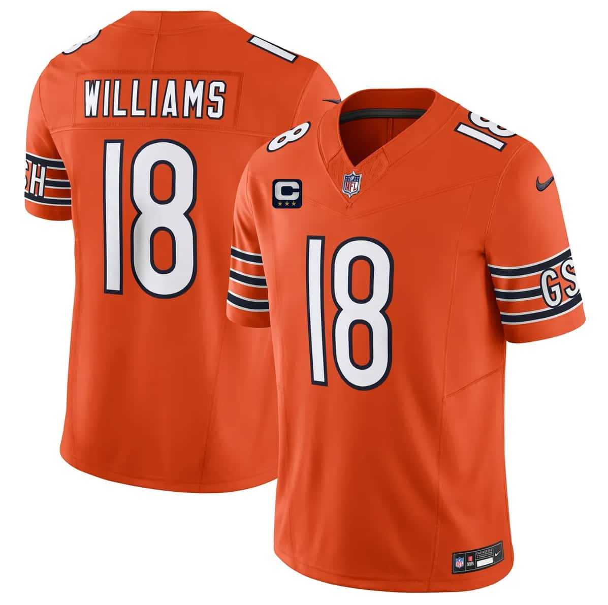 Mens Chicago Bears #18 Caleb Williams Orange 2026 F.U.S.E. With 3-star C Patch Vapor Untouchable Limited Stitched Jersey Dzhi->chicago bears->NFL Jersey
