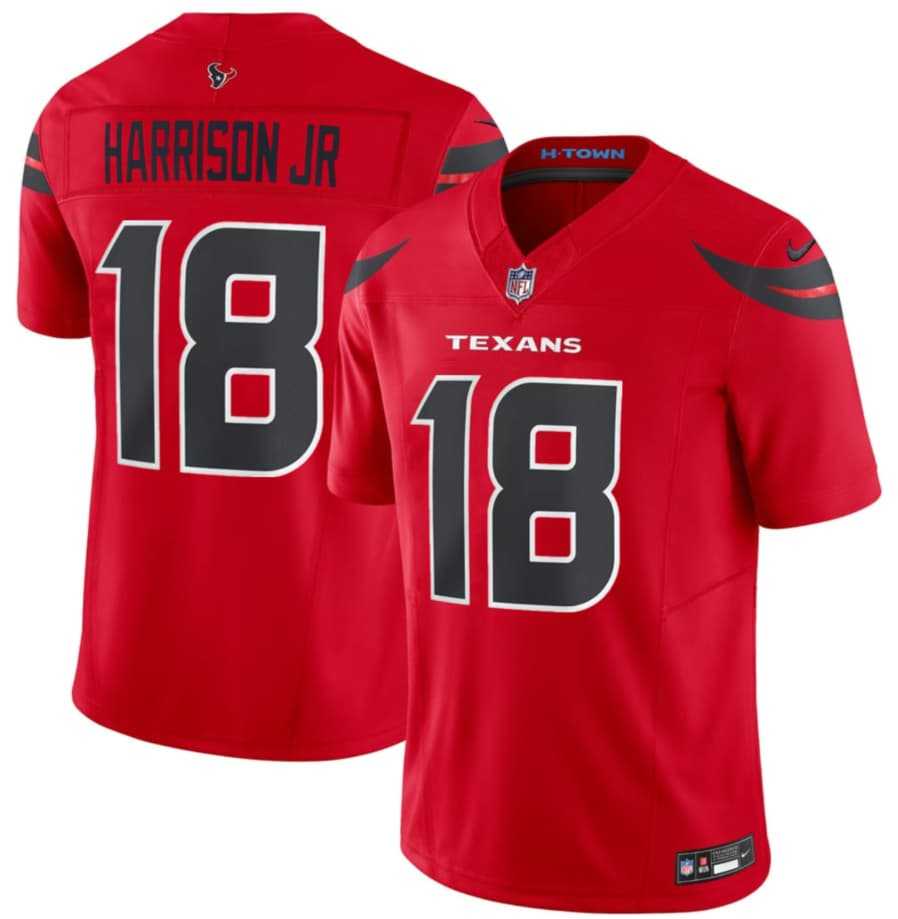Mens Houston Texans #18 Marvin Harrison Jr Red 2024 Alternate Vapor F.U.S.E. Limited Stitched Jersey Dzhi