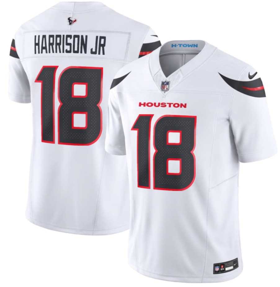 Mens Houston Texans #18 Marvin Harrison Jr White 2026 F.U.S.E. Vapor Limited Stitched Jersey Dzhi