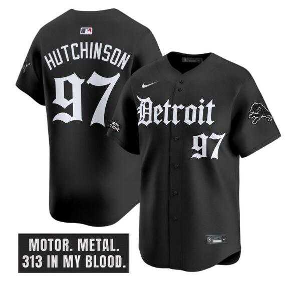 Mens Detroit Lions #97 Aidan Hutchinson Black Motor Gothic Edition Vapor Premier Limited Stitched Jersey Dzhi