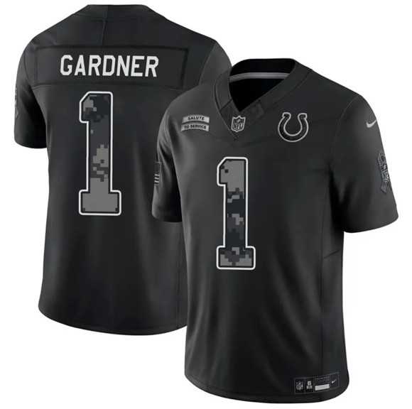 Mens Indianapolis Colts #1 Sauce Gardner Black 2026 F.U.S.E. Salute to Service Limited Stitched Jersey Dzhi