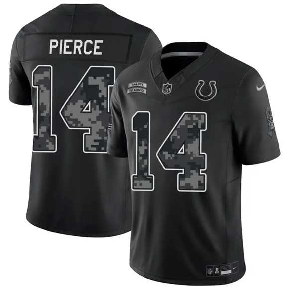 Mens Indianapolis Colts #14 Alec Pierce Black 2026 F.U.S.E. Salute to Service Limited Stitched Jersey Dzhi