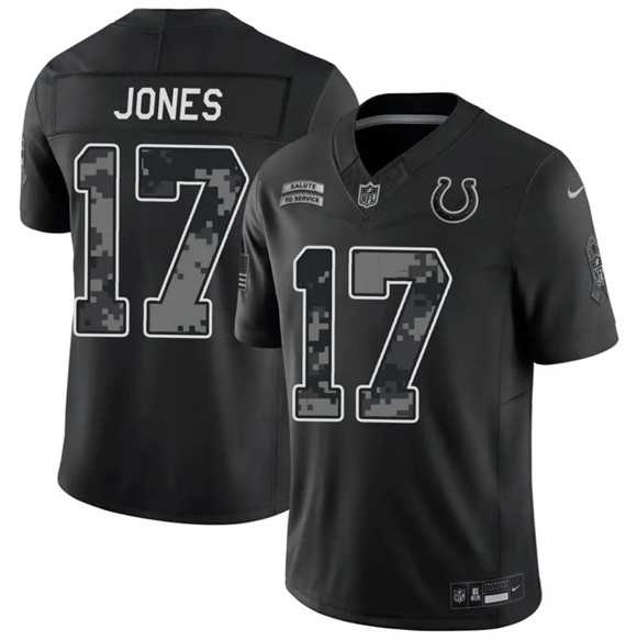 Mens Indianapolis Colts #17 Daniel Jones Black 2026 F.U.S.E. Salute to Service Limited Stitched Jersey Dzhi