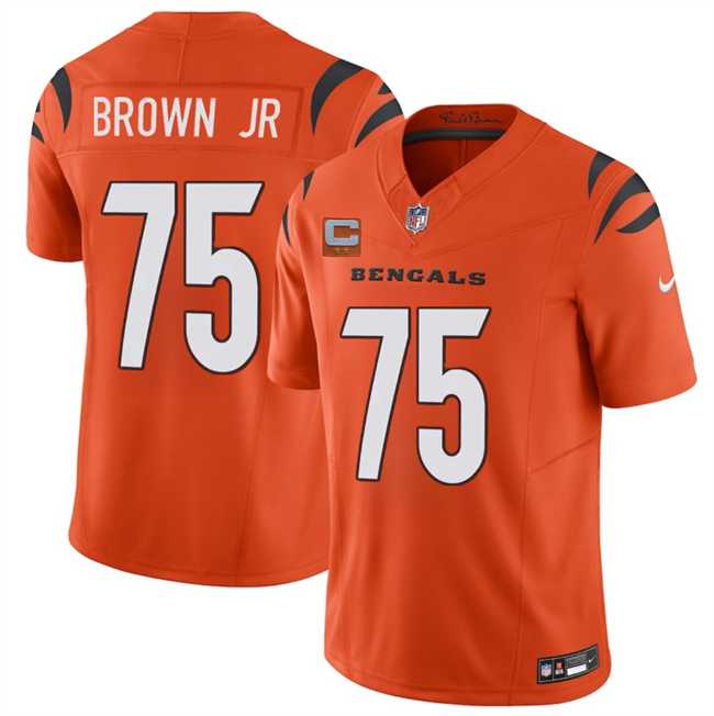 Mens Cincinnati Bengals #75 Orlando Brown Jr Orange 2025 F.U.S.E. With 2-Star C Patch Vapor Untouchable Limited Stitched Jersey Dzhi