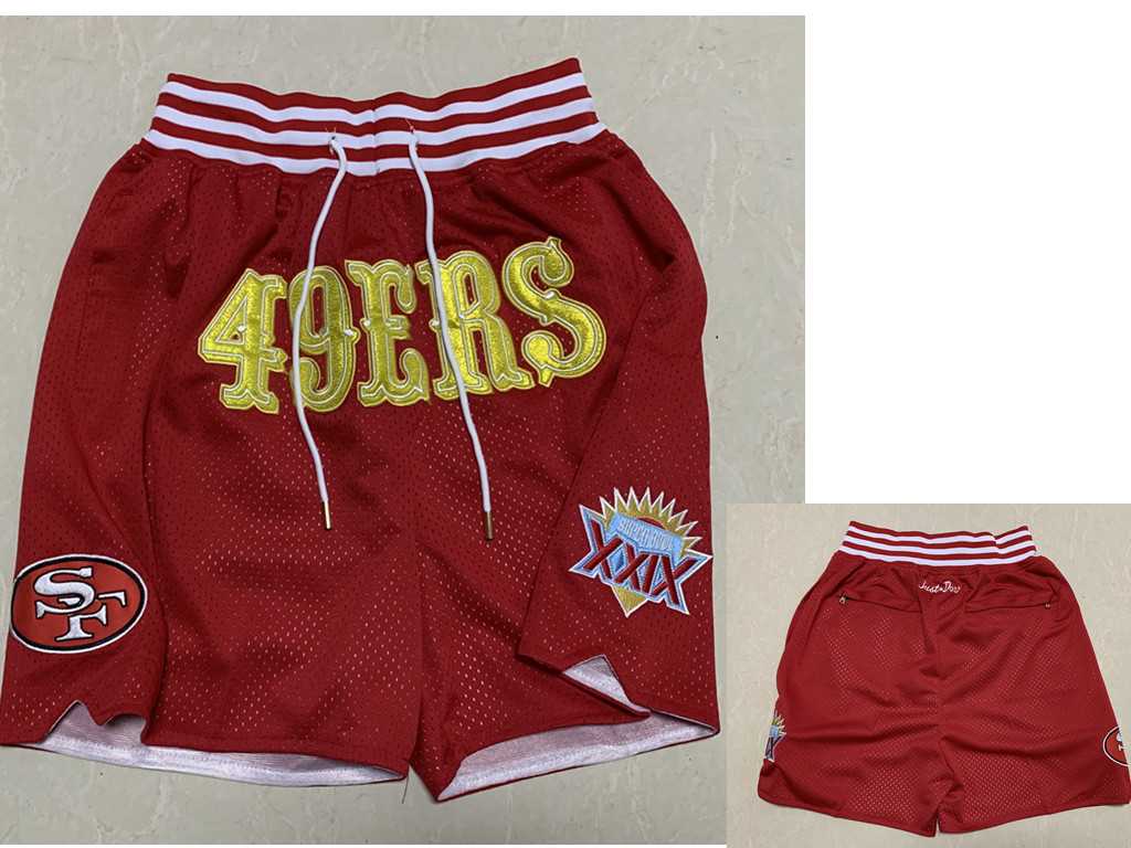 Mens San Francisco 49ers Red XXIX Super Bowl Patch Just Don Shorts (Run Small)->san francisco 49ers->NFL Jersey
