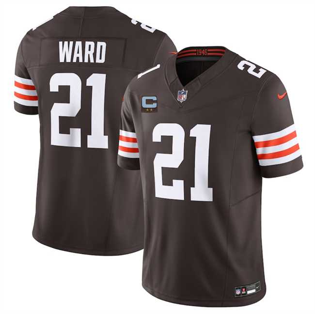 Mens Cleveland Browns #21 Denzel Ward Brown 2025 F.U.S.E. With 2-Star C Patch Vapor Limited Stitched Jersey Dzhi
