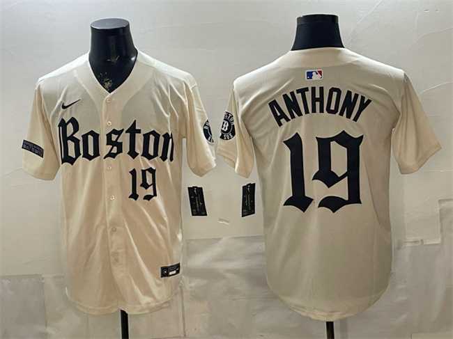 Mens Boston Red Sox #19 Roman Anthony Cream Gothic Vapor Limited Stitched Jersey Dzhi