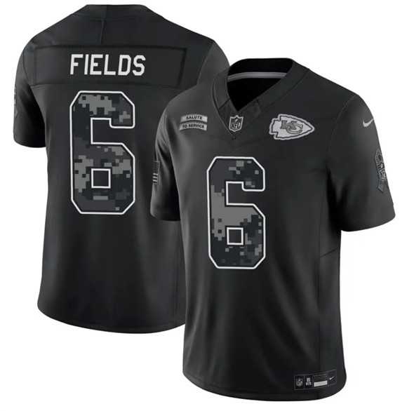 Mens Kansas City Chiefs #6 Justin Fields Black 2026 F.U.S.E. Salute to Service Limited Stitched Jersey Dzhi