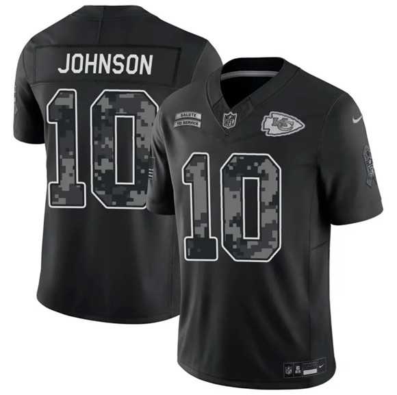Mens Kansas City Chiefs #10 Emmett Johnson Black 2026 F.U.S.E. Salute to Service Limited Stitched Jersey Dzhi