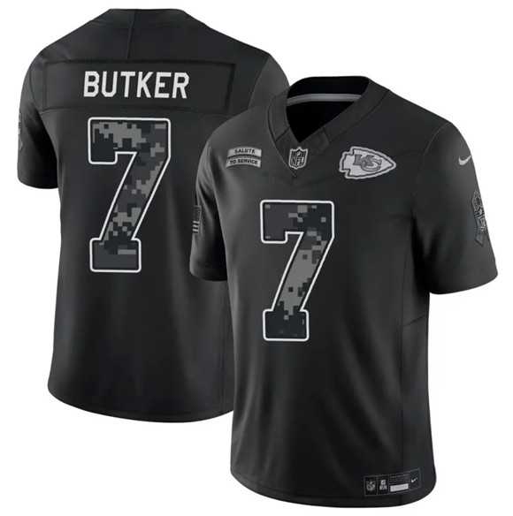 Mens Kansas City Chiefs #7 Harrison Butker Black 2026 F.U.S.E. Salute to Service Limited Stitched Jersey Dzhi