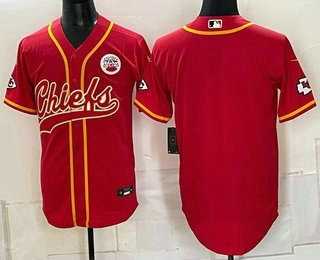 Mens Kansas City Chiefs Blank Red Cool Base Stitched Baseball Jersey Dzhi