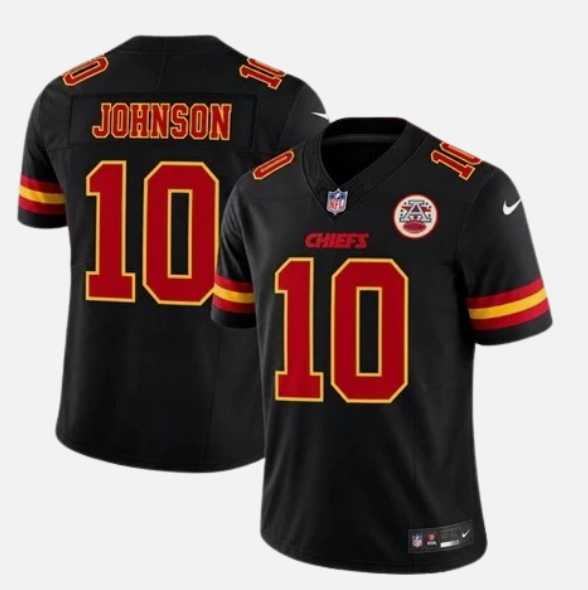Mens Kansas City Chiefs #10 Emmett Johnson Vapor Black Red Limited Black Stitched Jersey Dzhi