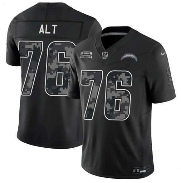 Mens Los Angeles Chargers #76 Joe Alt Black 2026 F.U.S.E. Salute to Service Limited Stitched Jersey Dzhi