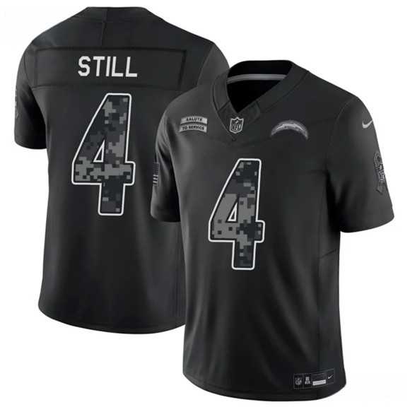 Mens Los Angeles Chargers #4 Tarheeb Still Black 2026 F.U.S.E. Salute to Service Limited Stitched Jersey Dzhi