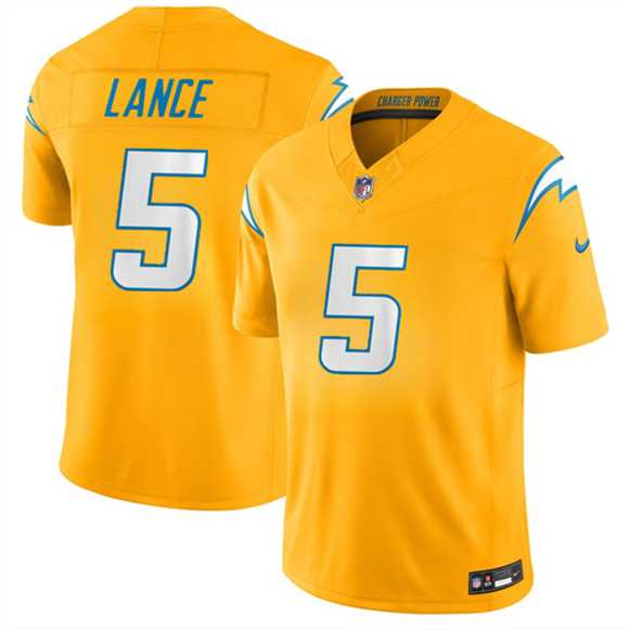 Mens Los Angeles Chargers #5 Trey Lance Gold 2026 F.U.S.E. Alternate Vapor Limited Stitched Jersey Dzhi