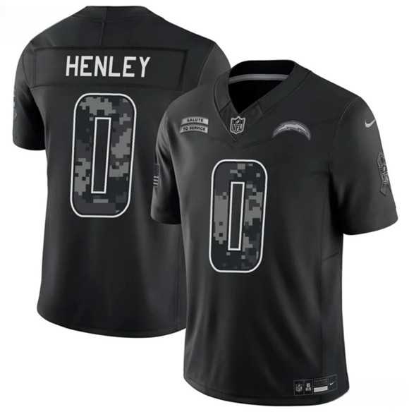 Mens Los Angeles Chargers #0 Daiyan Henley Black 2026 F.U.S.E. Salute to Service Limited Stitched Jersey Dzhi