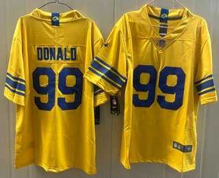 Mens Los Angeles Rams #99 Aaron Donald Limited Yewllow Vapor Jersey
