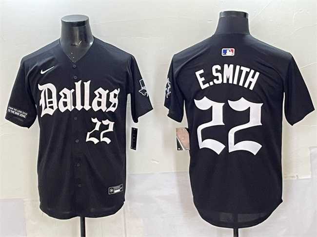 Mens Dallas Cowboys #22 Emmitt Smith Black Gothic Lone Star Edition Limited Stitched Baseball Jersey