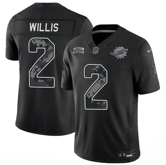 Mens Miami Dolphins #2 Malik Willis Black F.U.S.E. 2026 Salute to Service Limited Stitched Jersey Dzhi