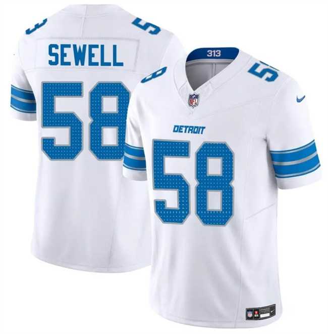 Mens Detroit Lions #58 Penei Sewell White 2025 F.U.S.E. Vapor Limited Stitched Jersey Dzhi