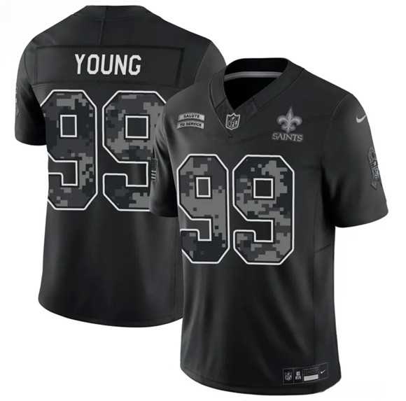 Mens New Orleans Saints #99 Chase Young Black F.U.S.E. 2026 Salute to Service Limited Stitched Jersey Dzhi