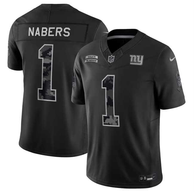 Mens New York Giants #1 Malik Nabers Black F.U.S.E. 2026 Salute to Service Limited Stitched Jersey Dzhi