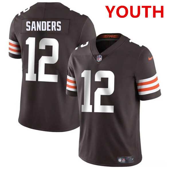 Youth Cleveland Browns #12 Shedeur Sanders Brown 2025 Vapor Limited Stitched Jersey Dzhi