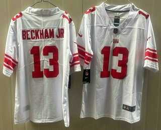 Mens New York Giants #13 Odell Beckham Jr Limited White Vapor Jersey