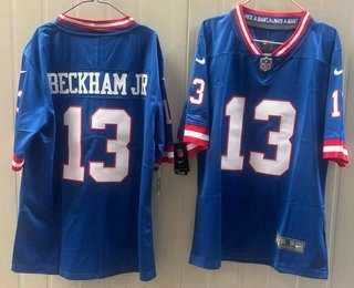 Mens New York Giants #13 Odell Beckham Jr Limited Blue Throwback Vapor Jersey