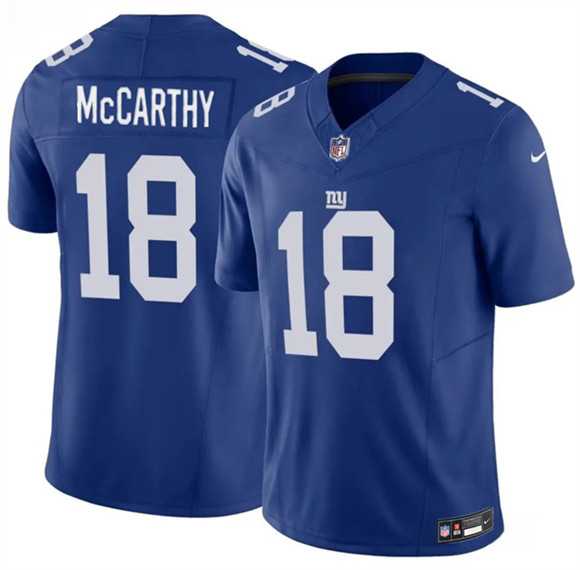Mens New York Giants #18 J.J. McCarthy Blue 2026 F.U.S.E. Vapor Untouchable Limited Stitched Jersey Dzhi
