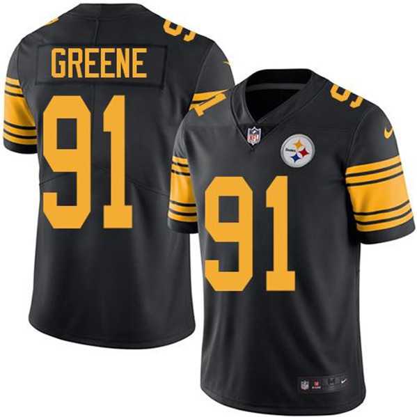 Mens Pittsburgh Steelers #91 Kevin Greene Black Color Rush Limited Stitched Jersey Dzhi