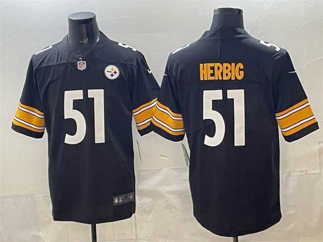 Mens Pisttburgn Steelers #51 Nick Herbig Black Vapor Untouchable Limited Stitched Jersey