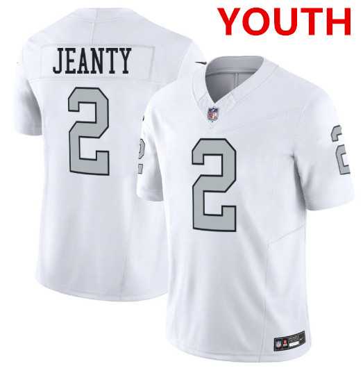 Youth Las Vegas Raiders #2 Ashton Jeanty White 2025 F.U.S.E. Vapor Stitched Jerseys Dzhi