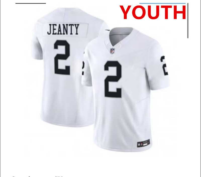 Youth Las Vegas Raiders #2 Ashton Jeanty White 2025 F.U.S.E. Vapor Stitched Jersey Dzhi