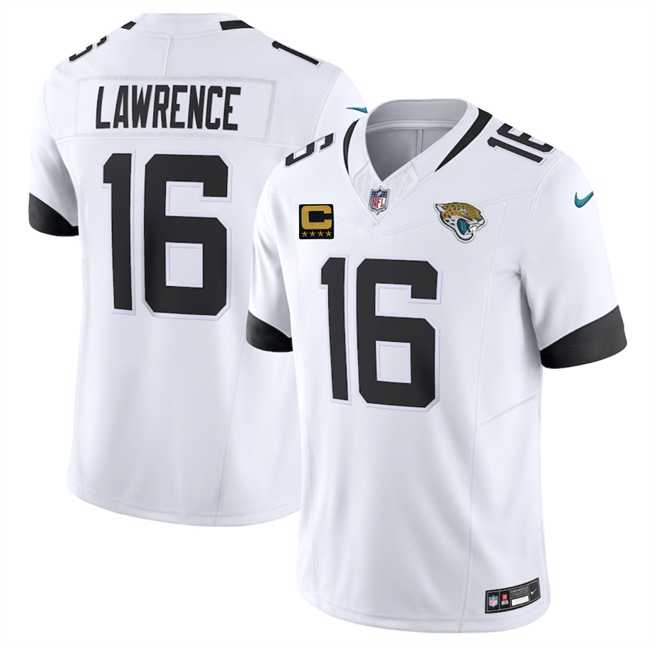 Mens Jacksonville Jaguars #16 Trevor Lawrence White 2025 F.U.S.E. With 4-Star C Patch Vapor Limited Stitched Jersey Dzhi