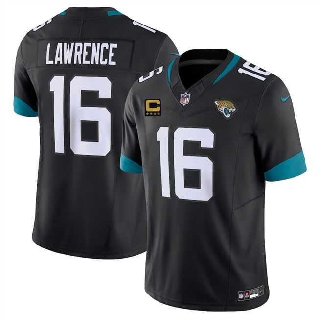 Mens Jacksonville Jaguars #16 Trevor Lawrence Black 2025 With 4-Star C Patch F.U.S.E. Vapor Limited Stitched Jersey Dzhi