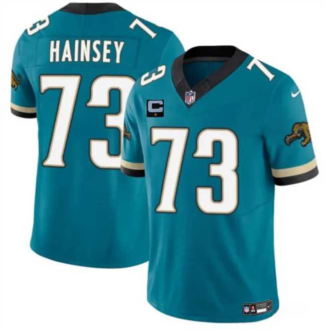 Mens Jacksonville Jaguars #73 Robert Hainsey Teal 2025 F.U.S.E. With 1-Star C Patch Prowler Throwback Vapor Limited Stitched Jersey Dzhi