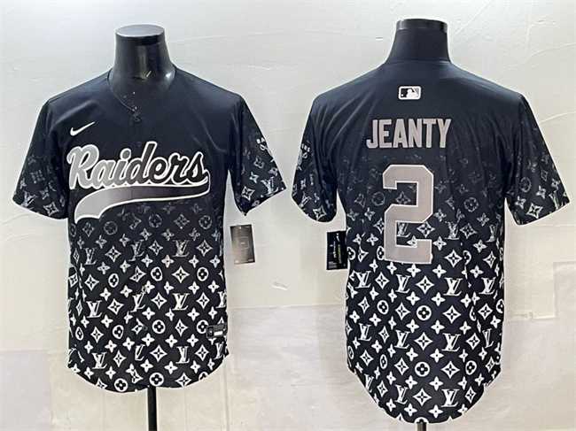 Mens Las Vegas Raiders #2 Ashton Jeanty Black Limited Stitched Baseball Jersey
