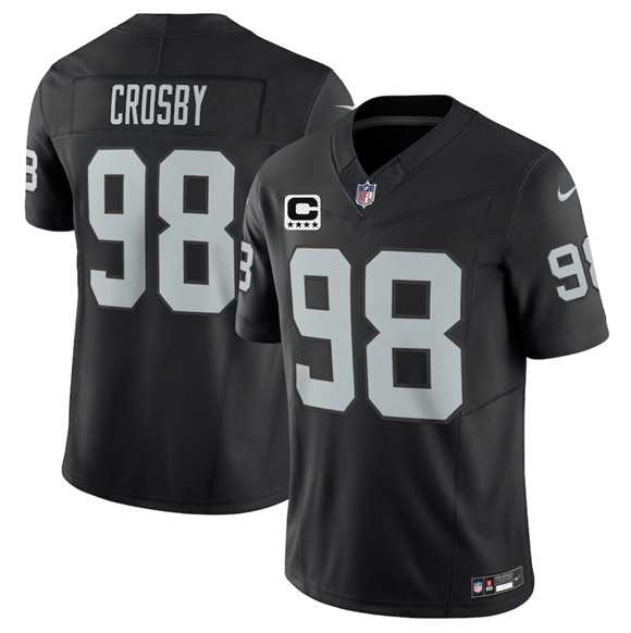 Mens Las Vegas Raiders #98 Maxx Crosby Black 2025 F.U.S.E. With 4-Star C Patch Vapor Limited Stitched Jersey Dzhi