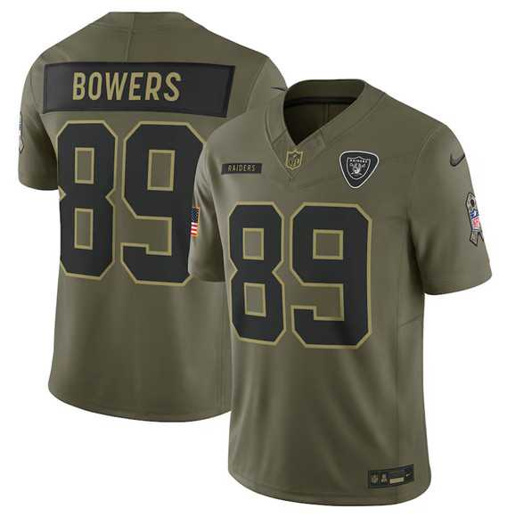 Mens Las Vegas Raiders #89 Brock Bowers Olive 2025 Salute to Service Limited Stitched Jersey Dyin