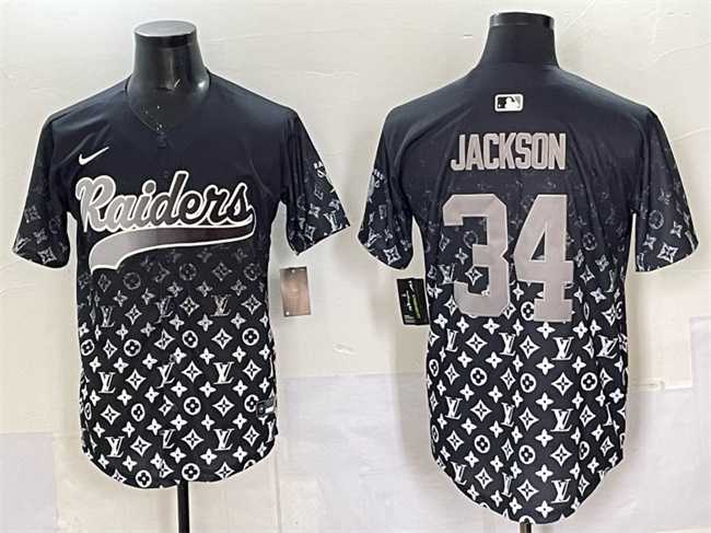 Mens Las Vegas Raiders #34 Bo Jackson Black Limited Stitched Baseball Jersey
