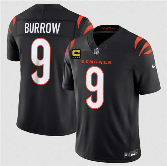 Mens Cincinnati Bengals #9 Joe Burrow Black 2026 F.U.S.E. 4-Star C Patch Vapor Untouchable Limited Stitched Jersey Dzhi