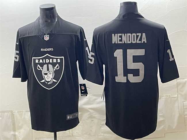 Mens Las Vegas Raiders #15 Fernando Mendoza Black Team Big Logo Vapor Untouchable Limited Stitched Jersey Dzhi->las vegas raiders->NFL Jersey