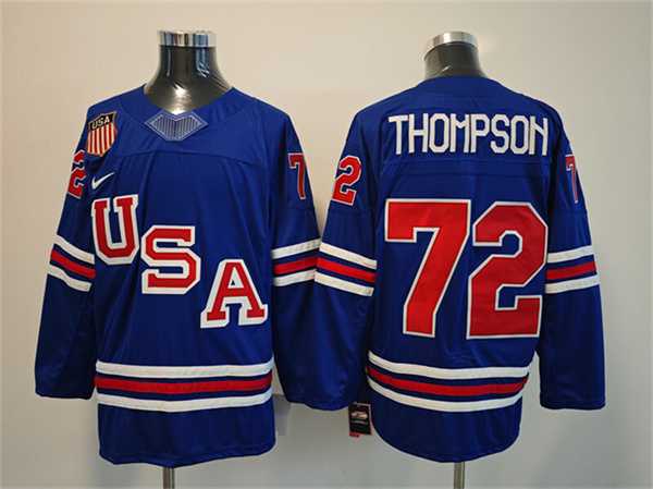 Mens USA #72 Tage Thompson Royal 2025-2026 Stitched Jersey