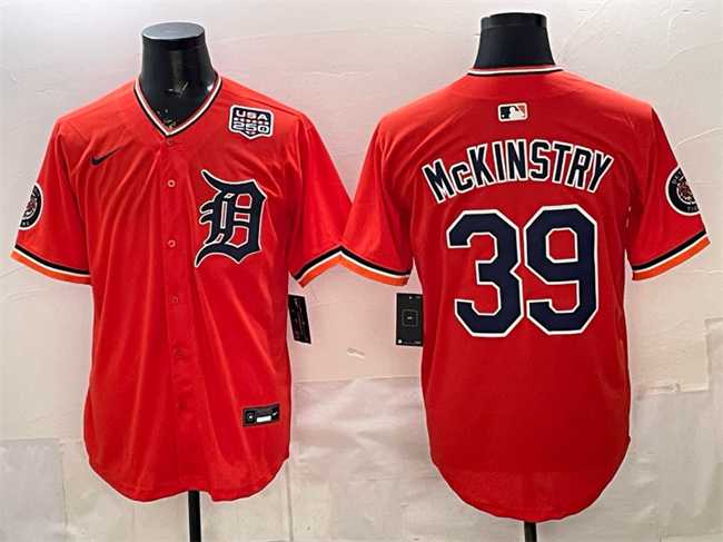 Mens Detroit Tigers #39 Zach McKinstry Orange 2026 Alternate USA 250 Patch Vapor Premier Limited Stitched Jersey Dzhi