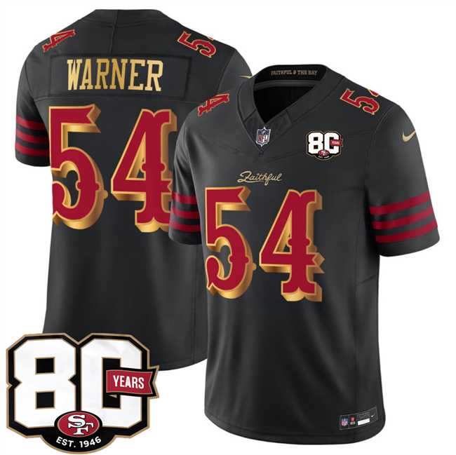 Mens San Francisco 49ers #54 Fred Warner Black 80th Anniversary Patch Rivalries 2026 F.U.S.E. Vapor Untouchable Limited Stitched Jersey Dzhi->->NFL Jersey