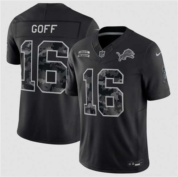 Mens Detroit Lions #16 Jared Goff Black F.U.S.E. 2026 Salute to Service Limited Stitched Jersey->detroit lions->NFL Jersey