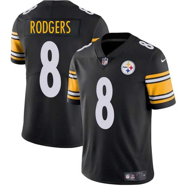 Men & Women & Youth Pittsburgh Steelers #8 Aaron Rodgers Black 2025 Vapor Limited Stitched Jersey